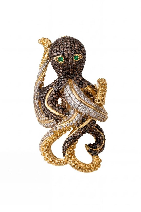 Latelita Octopus Cocktail Ring Nordic Gold Adjustable