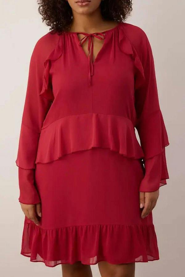 WOVCOR Chiffon Woven Plus Size Dress