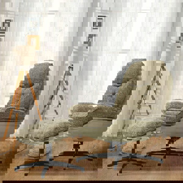 Chenille Lounge Chair with Footstool Living and Home