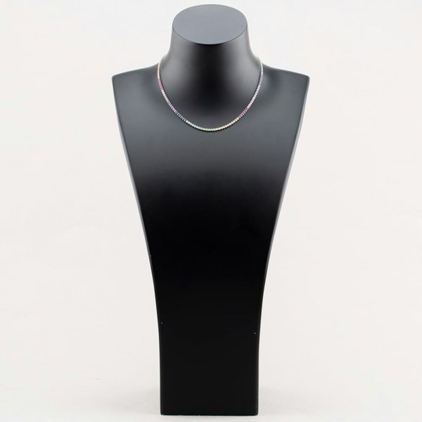 T. H. Baker Silver Rhodium Plated Multi Coloured Tennis Necklace 8.19.0240