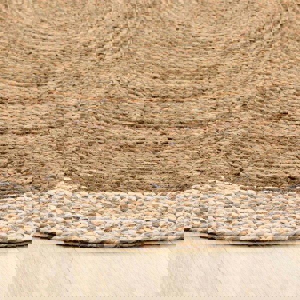 The Rugs Hand-Braided Jute Rug with Colourful Border