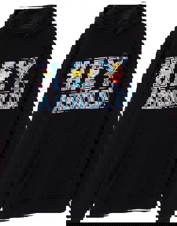 Hey Arnold Unisex Black Collegiate Letters Hoodie