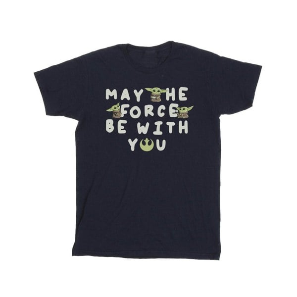 Star Wars Boys The Mandalorian Grogu May The Force Be With You T-Shirt - Navy Blue