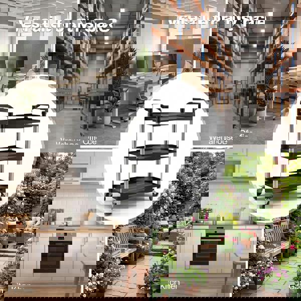 Levede Tool Trolley 3 Tier Rolling Storage Cart Multi-functional Workplace Black