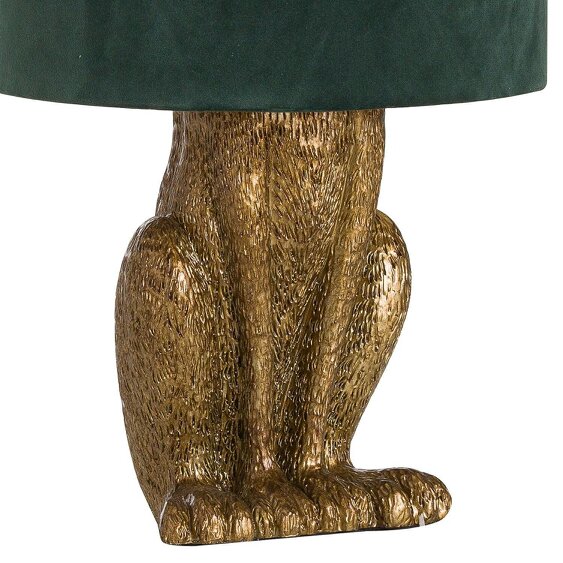 Wyld Haus Belves Antique Gold Hare Table Lamp With Green Velvet Shade