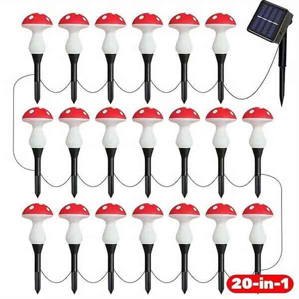 Leaper Outdoor Solar-Powered Glowing Mushroom Lightsroom Lights