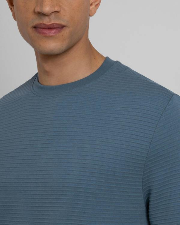 Steel & Jelly Windus - Horizontal Striped Rib Texture T-Shirt