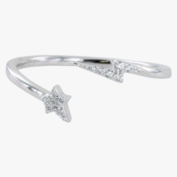 Sterling Silver Lightning and Star Pavé Wrap-around Ring - Reeves & Reeves