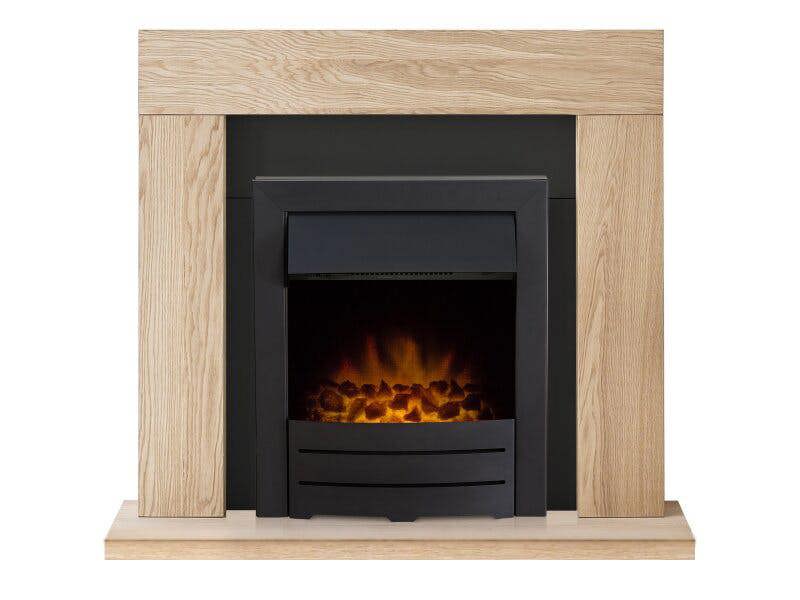 Adam Malmo Fireplace in Oak & Black with Colorado Electric Fire in Black, 39 Inch