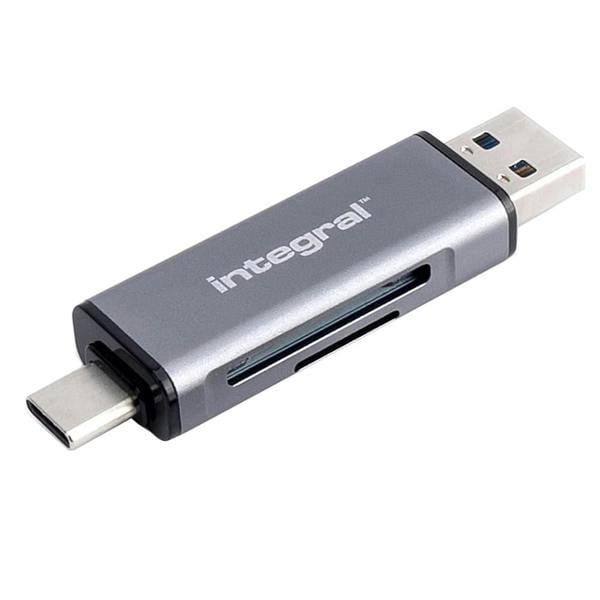 Integral Dual Ended Micro SD, SD USB 3.2 Card Reader for Type A & Type C