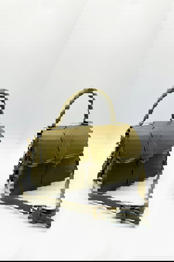 SVNX Small Crossbody Hard Top Handle Bag in Olive