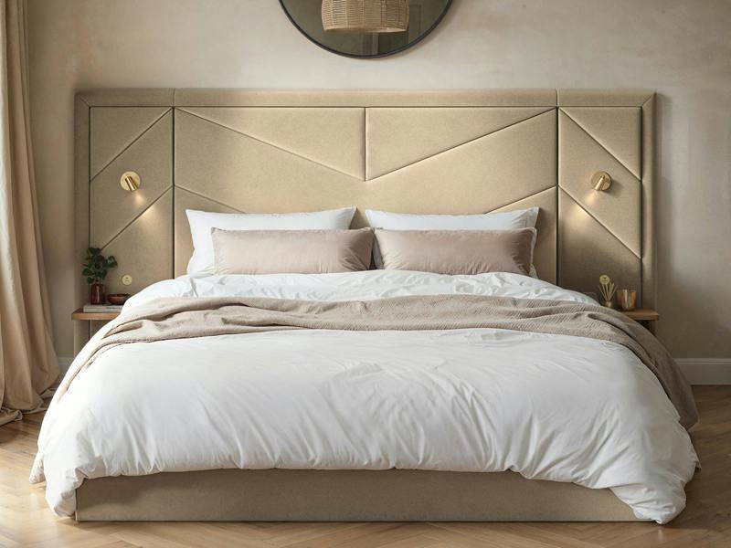 Flair Alice Hotel Ottoman Bed with USB Gold Lights Beige Velvet