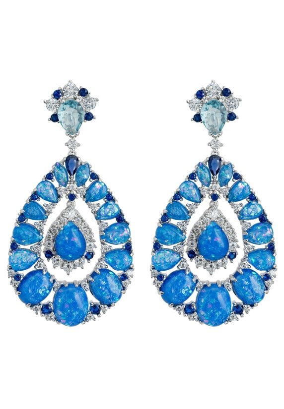 Latelita Paloma Blue Opal Drop Earrings Silver