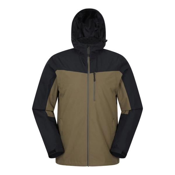 Mountain Warehouse Mens Brisk Extreme Colour Block Waterproof Jacket - Dark Khaki - 