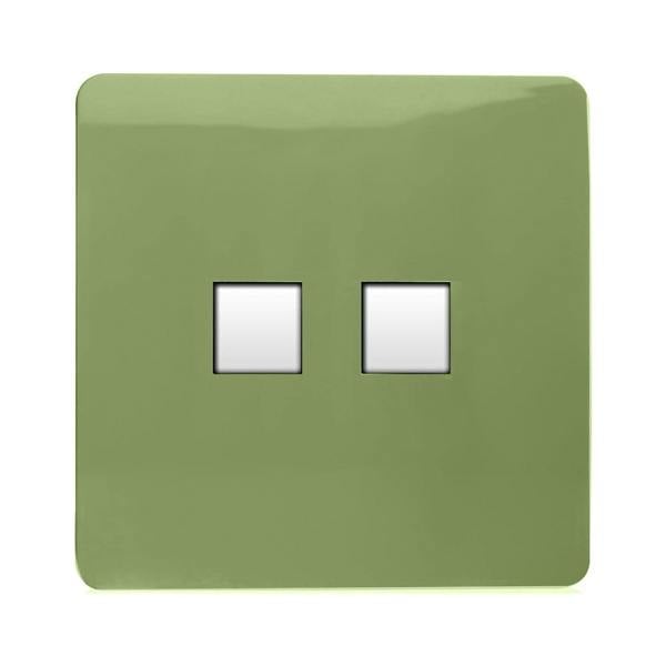 Trendi Switch 2 Gang Cat 3 Telephone Slave Socket in Moss Green