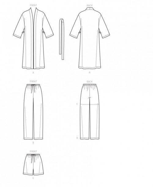 Simplicity Sewing Pattern 9131, Robes, Trousers, Shorts, Pyjamas for Men, Women, AA (S-M-L) - Intermediate