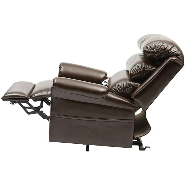 Wall Hugging Rise and Recline Lounge Chair - Wipe Clean PU Leather - Chestnut Loops