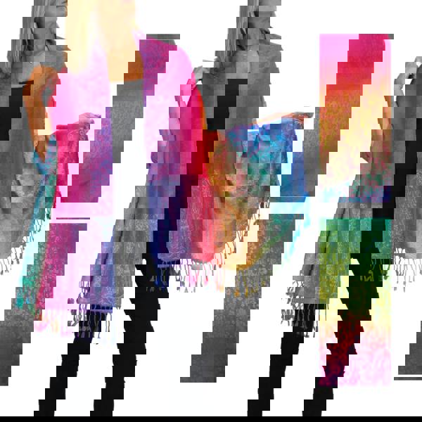 Paulo Due Rainbow Floral Paisley Pashmina Shawl Scarf