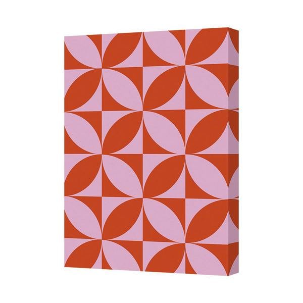 Benjamin Tate Design Geometric Circle Pattern Canvas Wall Art Orange Pink