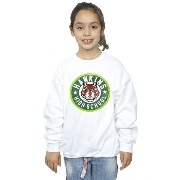 Netflix Girls Stranger Things Hawkins Tiger Circle Sweatshirt - White