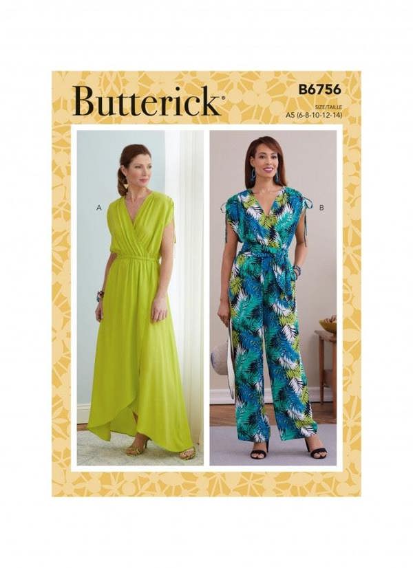 Butterick Sewing Pattern 6756, Dresses, Jumpsuits for Women, A5 (6-8-10-12-14) - Easy