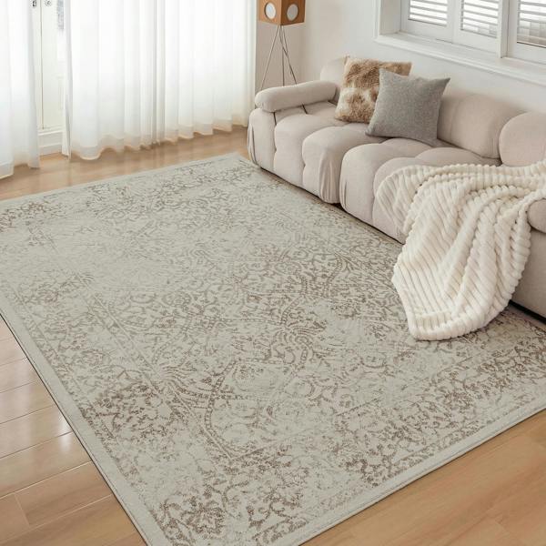 Livabliss Floransa-Vintage Tan Ivory Grey Traditional Boho Rug