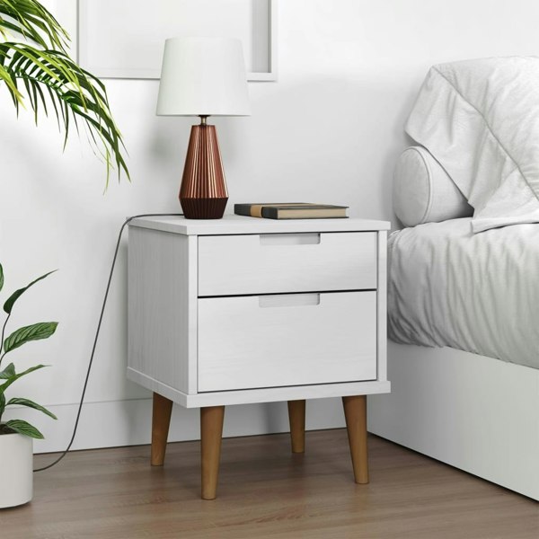 Berkfield Bedside Cabinet MOLDE White 40x35x48 cm Solid Wood Pine