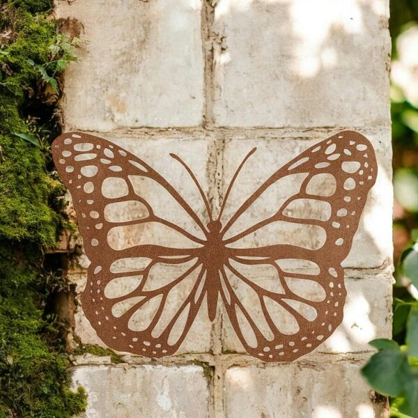 EDH Door Hardware Black Rusted Butterfly Silhouette Wall Art – 24 x 38 CM | Rustic Metal Butterfly Décor for Indoor & Outdoor