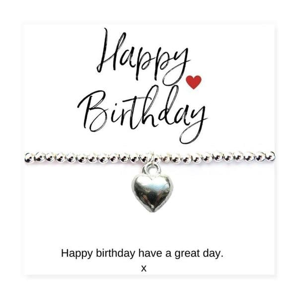 Aye Do Gifts Happy Birthday Gift Box, Silver Heart Bracelet & Chocolate Hearts