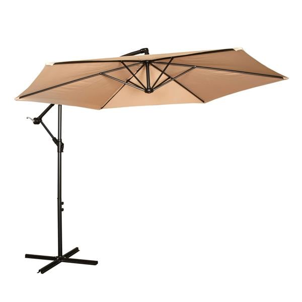 Samuel Alexander 3m Cantilever Parasol in Beige with Crank Handle - Patio Garden Banana Parasol with UV Protection Outdoor Umbrella Sun Shades-Garden