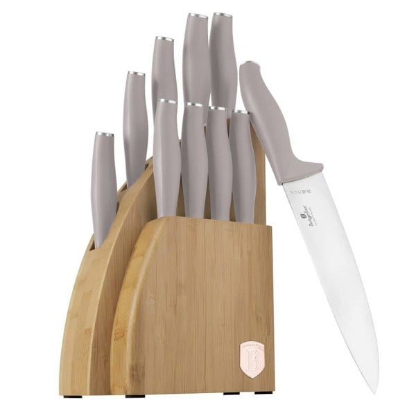 10 pcs knife set with BAMBOO stand Berlinger Haus 3122 Taupe
