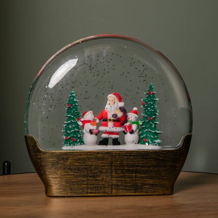 Samuel Alexander 19cm Battery Operated Light up Christmas Water Dome with Santa & Snowman Scene