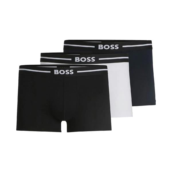 Boss Mens Cotton Stretch Boxer Shorts (Pack of 3) - Black/White/Navy - 