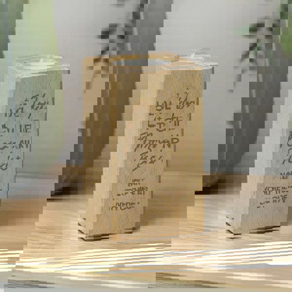 Personalised Memento Company Personalised Love You To The Moon Wooden Tealight Holder