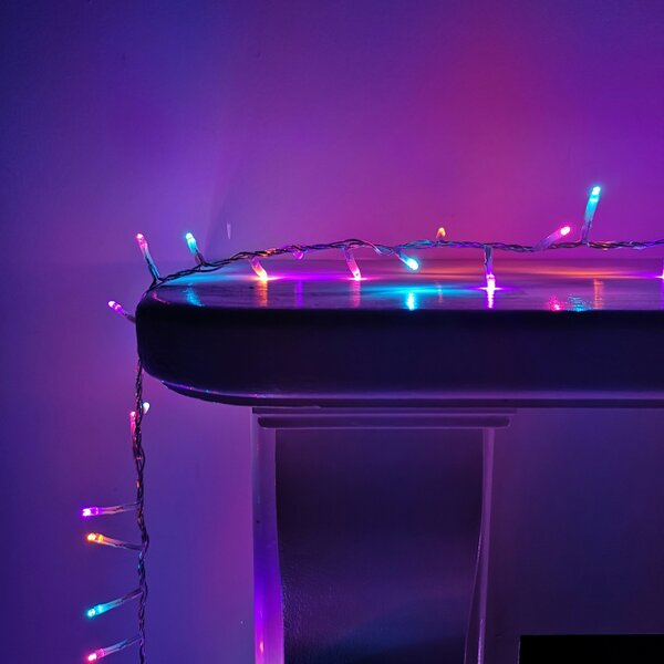 Samuel Alexander 1000 LED 25m Indoor Outdoor Christmas Multi Function Mains Operated String Lights with Timer & Clear Cable in Rainbow