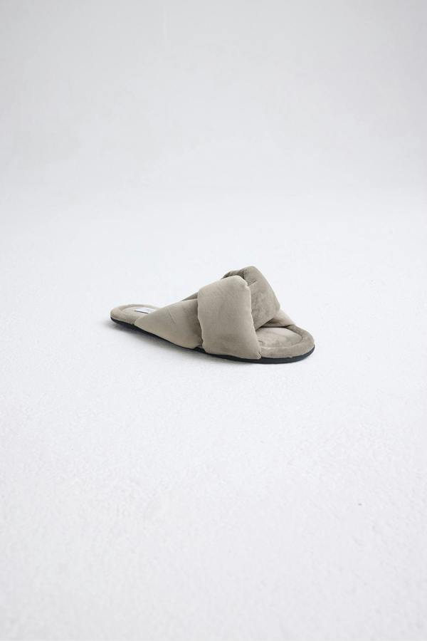 Pretty You London Velvet Knot Mule In Wild Dove