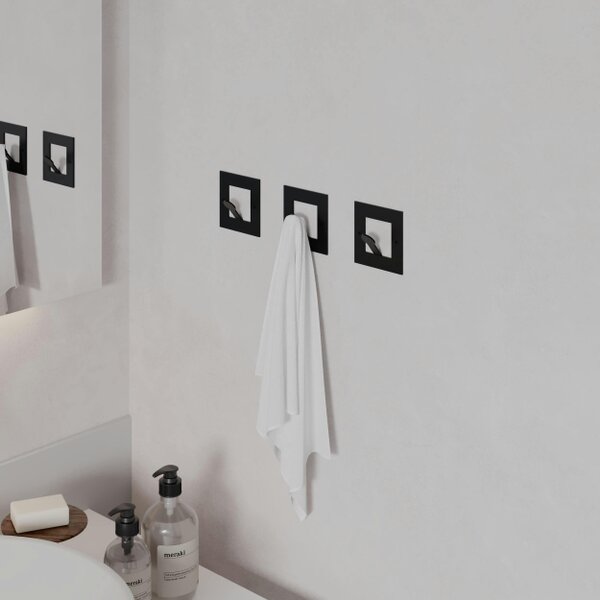 Decortie Modern Kaly Unique Metal Square Triple Hooks for Hanging, Set of 3 Square Shape Hooks Kitchen, Waterproof (Matte, )