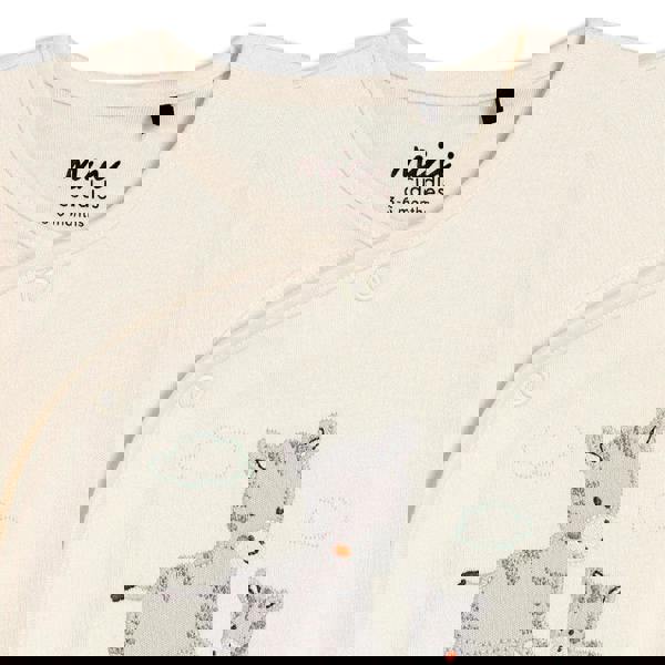 Mini Cuddles Baby Unisex Zebra Embroidered Sleepsuit, Cream