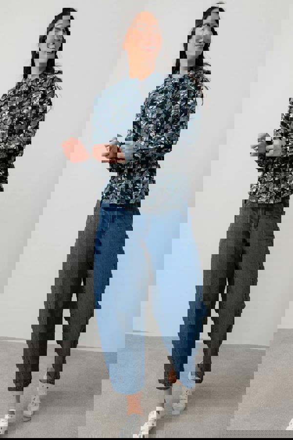 Lily & Me Rachel Cotton Pincord Frill Blouse Navy