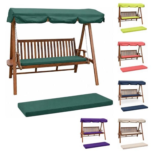 The Garden Marketplace Garden Bench Cushion – 3 Seater Swing Seat Pad with Removable Zipped Cover, 160 × 46 × 6 cm