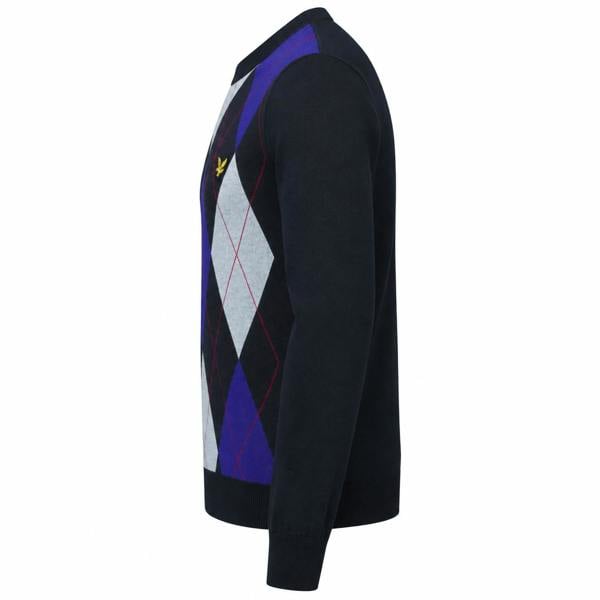 Lyle & Scott Archive Revisited Argyle Knitted Jumper Dark Navy