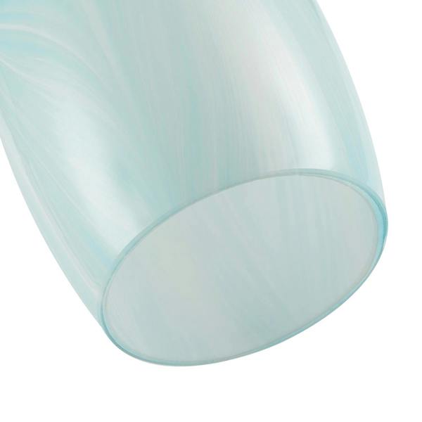 Modern Sky Blue Marble Stripe Effect Glass Cylindrical Pendant Shade Image 5