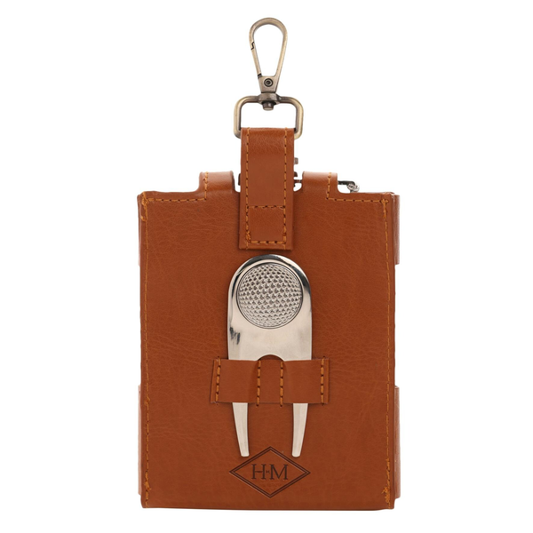 Harvey Makin Golfers Hip Flask Gift Set - Tan