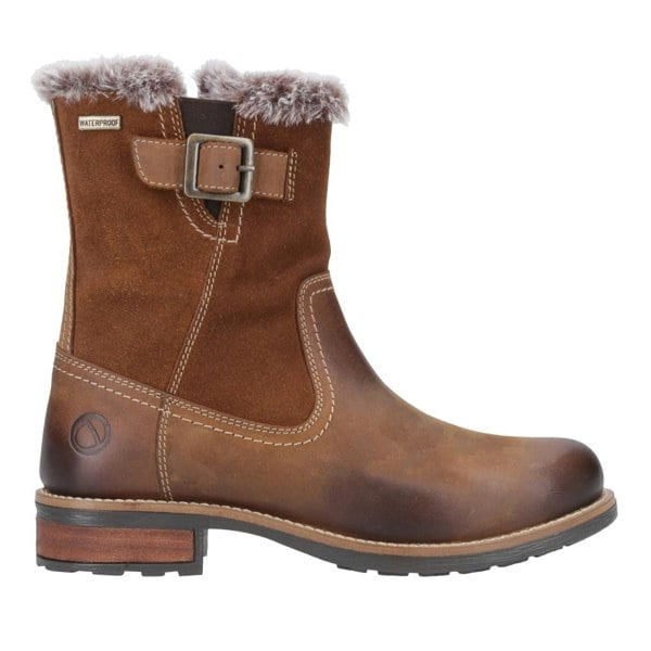 Cotswold Kemerton Leather Women's Tan Winter Mid Calf Boots