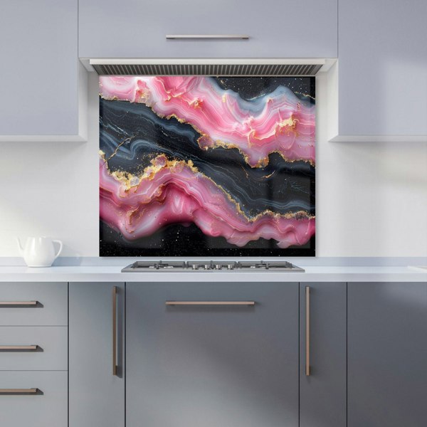 Warren Reed - Designer Pink And Black Marble Effect Kitchen Splashback