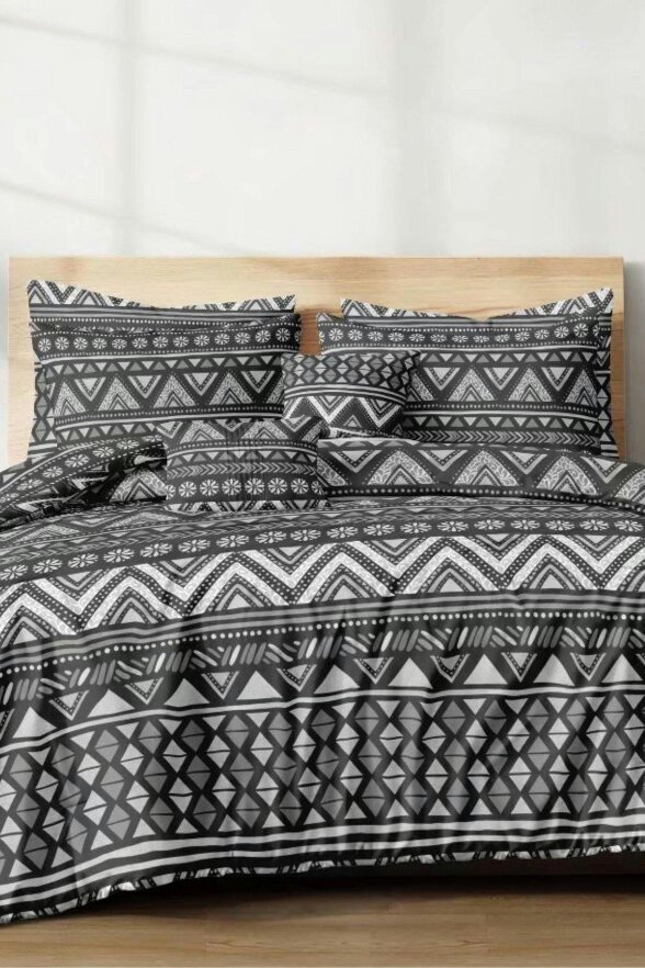 Ezysleep Geometric Charcoal Printed Duvet Cover Set