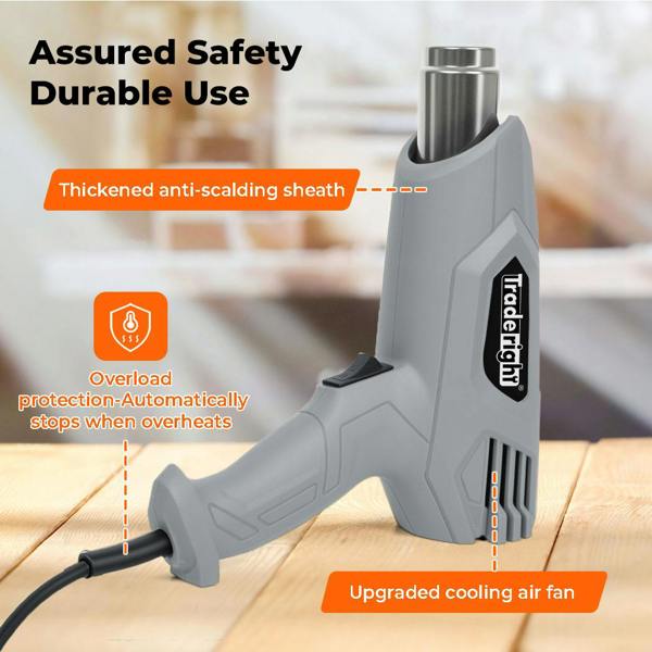 Traderight 2000W Heat Gun Hot Air Blower 2 Temperature Paint Remover  4 Nozzles