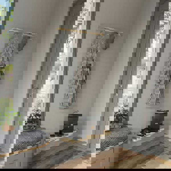 BESLAGSBODEN 4 Hook Coat Rack in Beech/Grey Aluminium, Length 1000mm