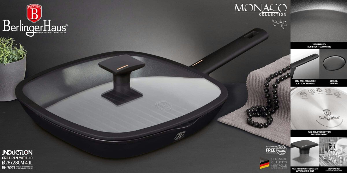 Berlinger Haus Grill Pan with a Glass Lid Berlinger Haus Monaco Collection