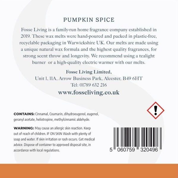 Fosse Living Pumpkin Spice Wax Melts - 16 Pack